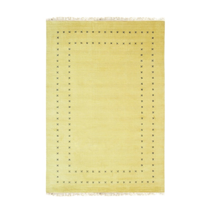 Yellow Handmade Wool Transitional Rug, 8' x 10' - Cheerful Handwoven Accent for Contemporary Interiors - L
