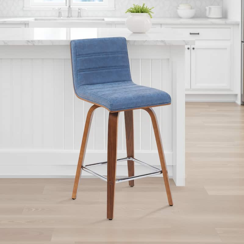 Skara Mid-Century Swivel Counter Stool, Upholstered Counter Height Chair with Bentwood Legs
