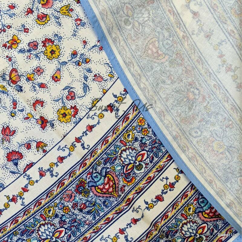 Wipeable Tablecloth Spill Resistant Cotton French Indienne Fleur