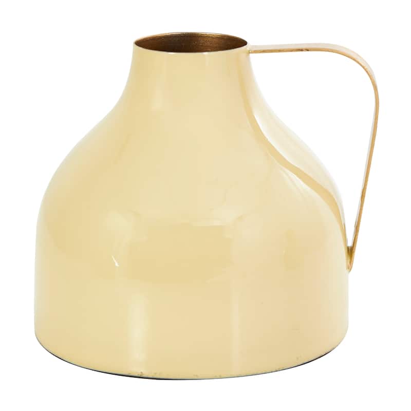 CosmoLiving by Cosmopolitan Metal Enameled Abstract Vase with Varying Shapes and Geometric Gold Handles (Set of 3)