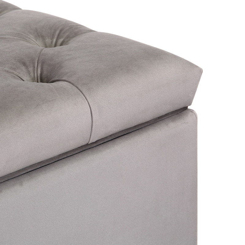 29.5" Wide Velvet Tufted Square Ottoman With Storage