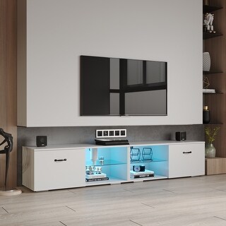 78''W 2 Parts Design Separable Floor TV Stand Detachable RGB LED TV ...