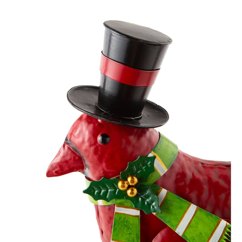 Holiday Cardinal Metal Garden Statues, Set of 2