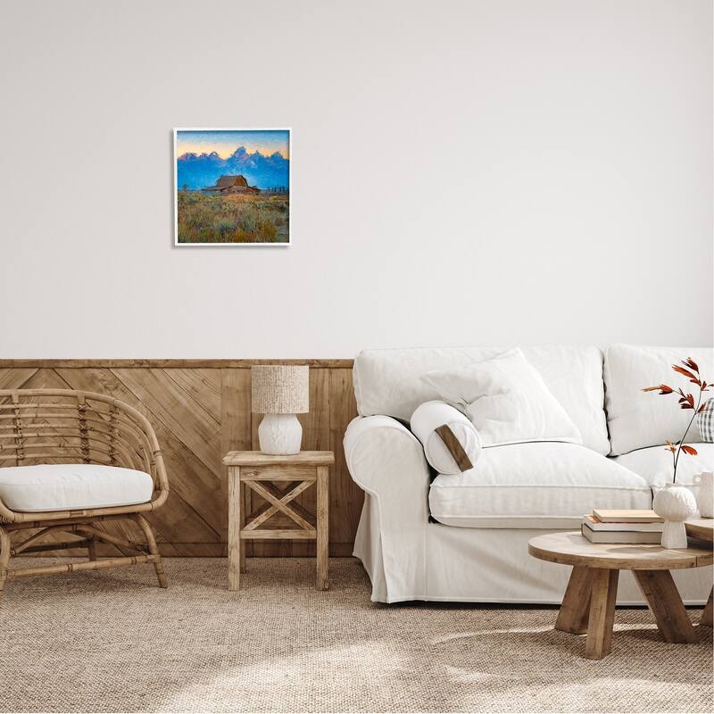 Stupell Countryside Farm Pasture Barn Bold Blue Sunset Framed Wall Art