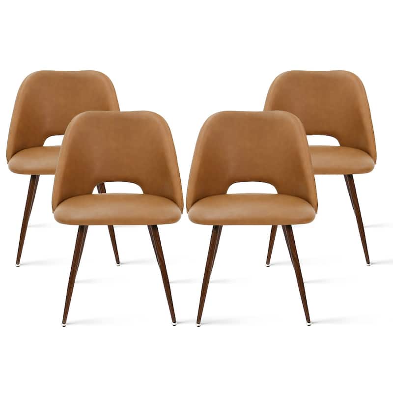 Modern Cutout Back Dining Chair with gFaux Leather (Set of 4)