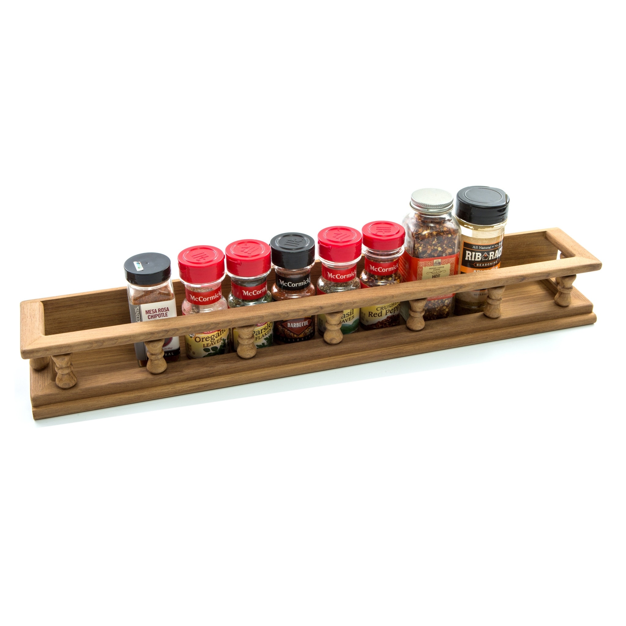 HomeRoots Wall Mounted 23.50 " Wood Spice Rack - 23.50 in. x 2.88 in. x 4.00 in.