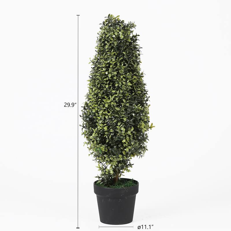 30-Inch Potted Artificial Orchid Green Tree Topiary