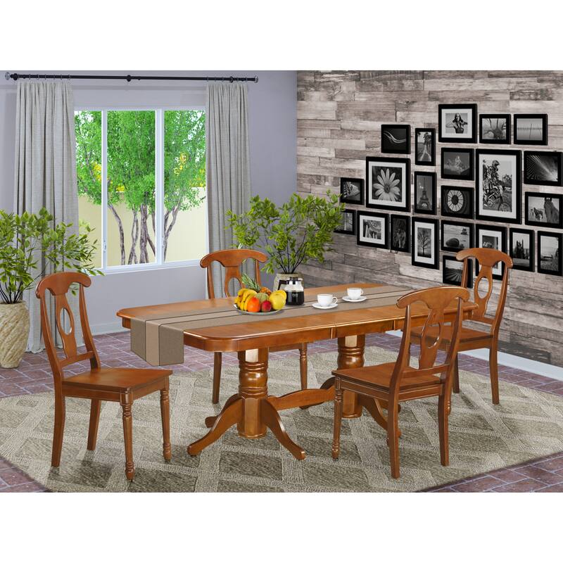 East West Furniture 5 Piece Dining Room Furniture Set- a Kitchen Table and 4 Dining Chairs, Saddle Brown (Seat Options)