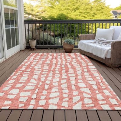 Machine Washable Indoor/ Outdoor Chantille Modern Abstract Rug