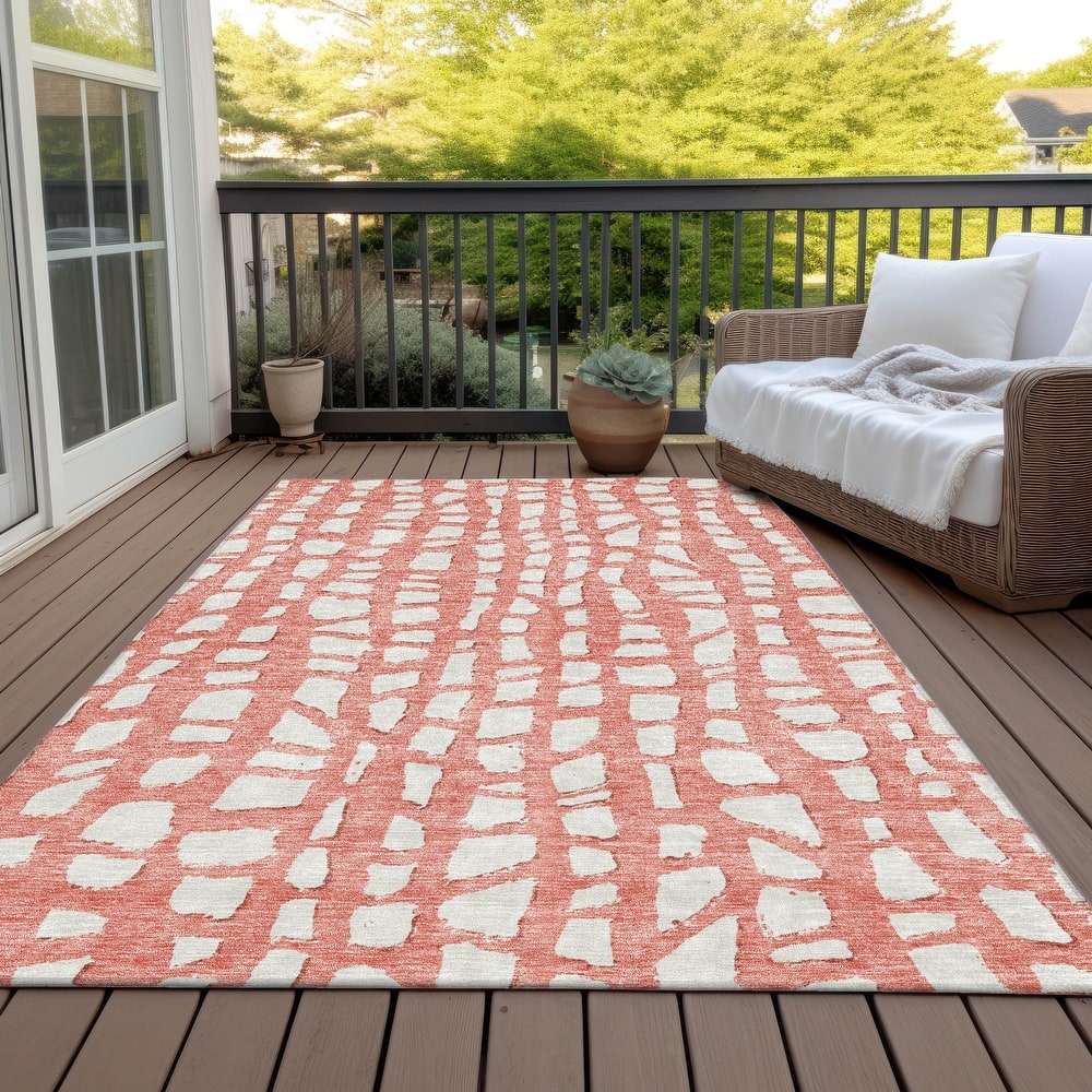 Machine Washable Indoor/ Outdoor Chantille Modern Abstract Rug