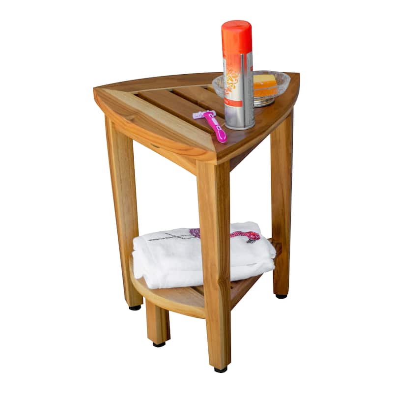 EcoDecors SnazzyCorner EarthyTeak 18" Teak Corner Shower Bench