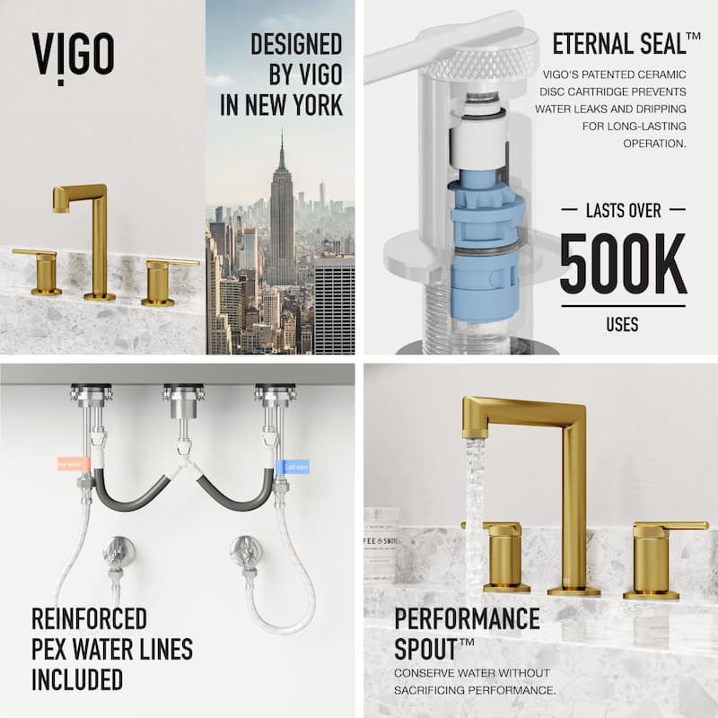 VIGO Sterling 7" H 2-Handle Widespread Bathroom Faucet