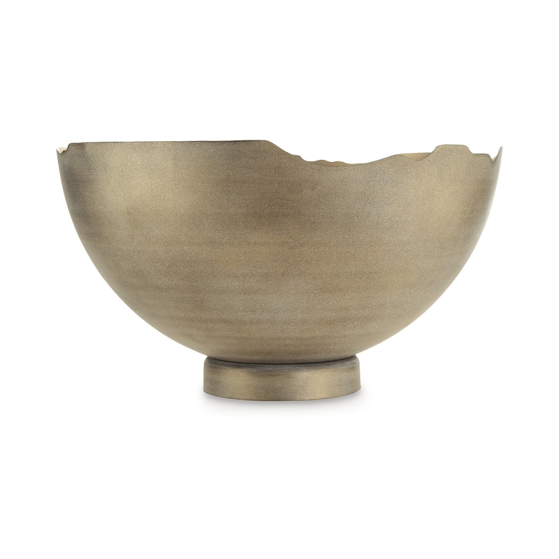Signature Design by Ashley Maura Antique Gold Bowl - 14"W x 14"D x 8"H