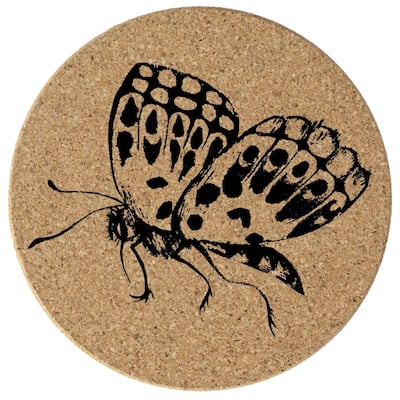 Butterfly 4 Pack Absorbent Cork Coaster Made in The USA 4" Round