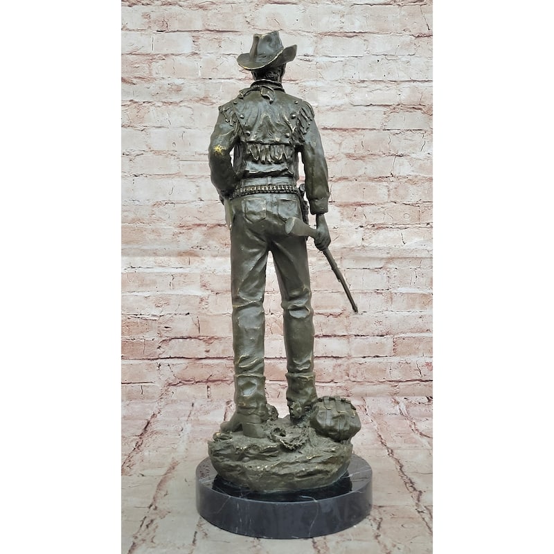 Bronze Cowboy With Rifle Statue - Western Sculpture Decor