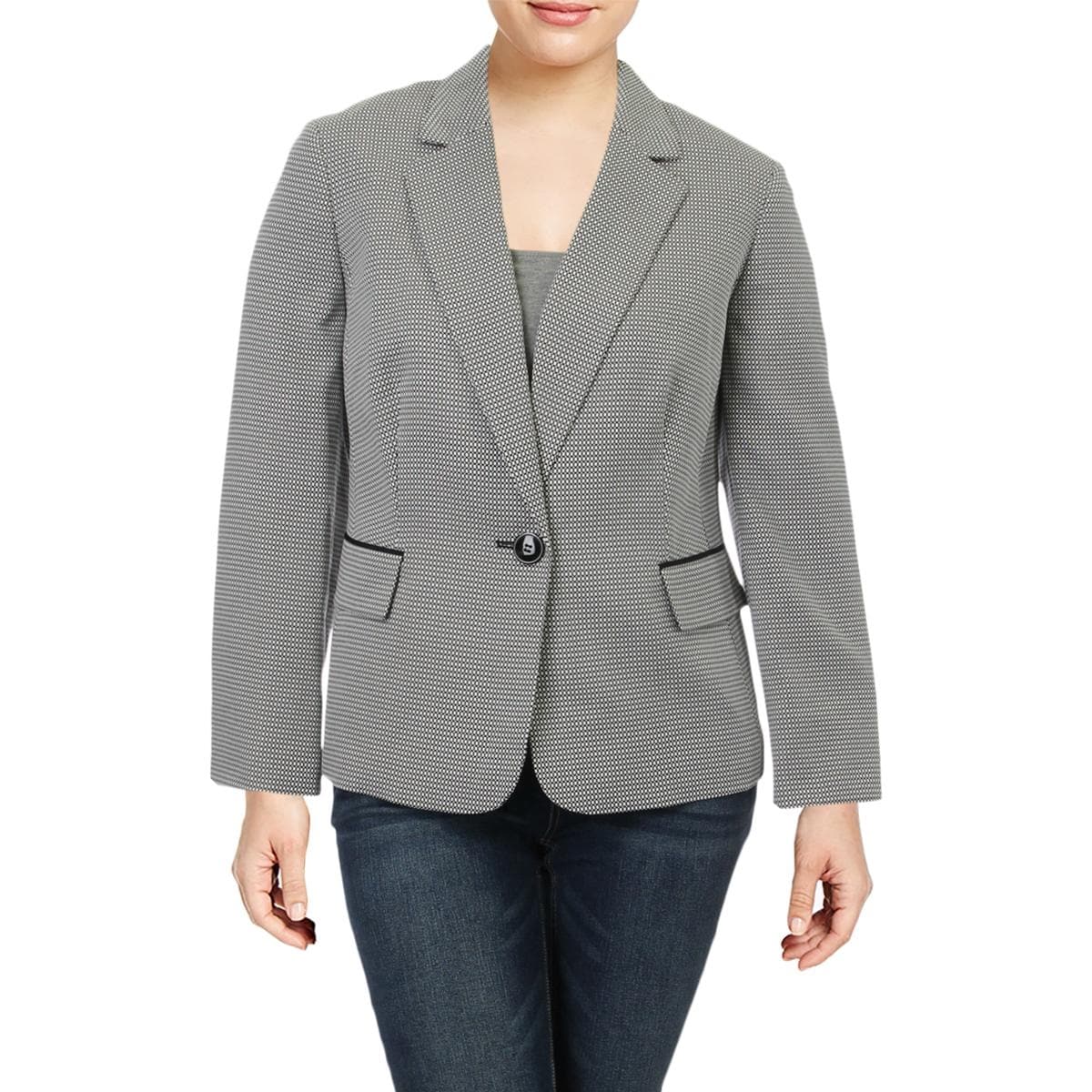 Le Suit Womens Plus Office Wear Denim Pant Suit