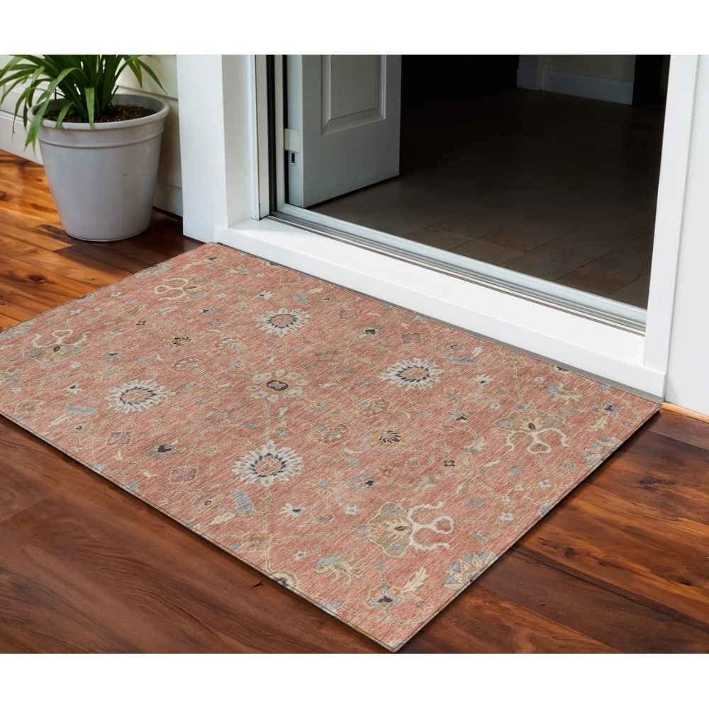 HomeRoots Floral Traditional Rectangle Outdoor Rug