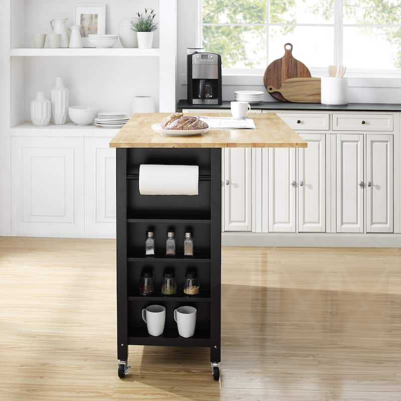 Crosley Savannah Wood Top Drop Leaf Kitchen Island/Cart - 30"d x 42"w x 37"h