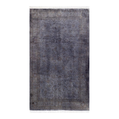 Overton Hand Knotted Wool Vintage Inspired Modern Contemporary Overdyed Purple Area Rug - 3' 3" x 5' 5"