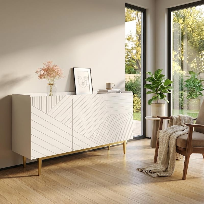 Meble Furniture Portillo Modern Sideboard Cabinet - 59.9"W x 33.1"H High Gloss