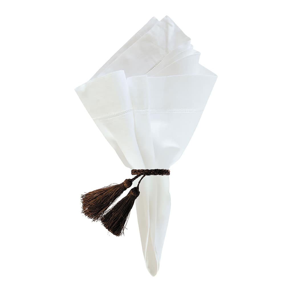 Tassel Cocoa Napkin Ring Set of 6 - Set of 6