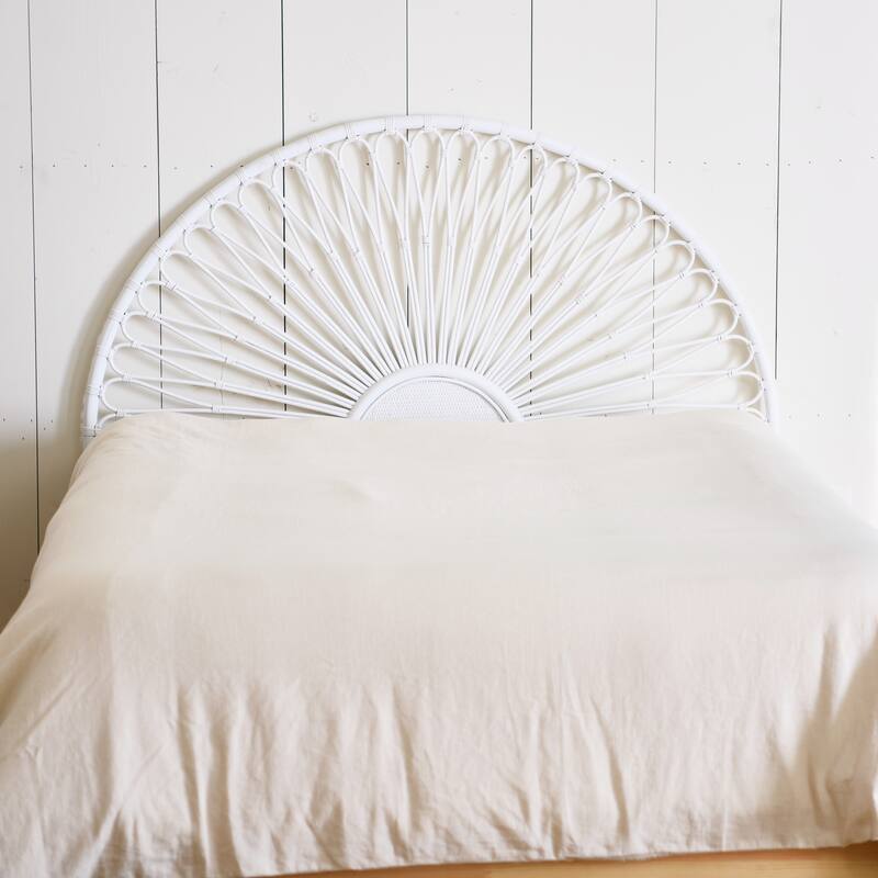 Rattan Headboard with Sunrise Design