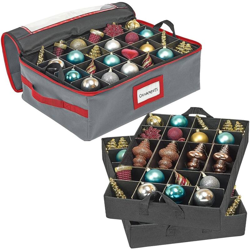 Underbed Christmas Ornament Storage Container - Holds up to 48-3 Inch Ornaments – Two Individual Removable Trays