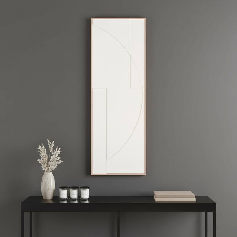 HomeRoots White Geo Brown Shadowbox Wall Art - 20.00 in. x 56.00 in. x 2.00 in.