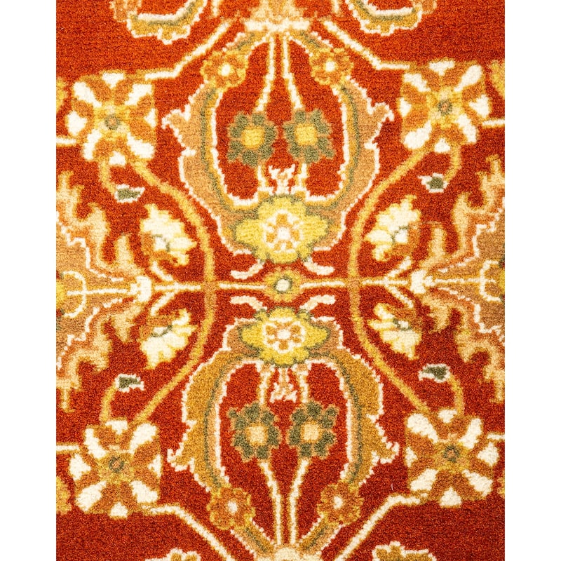 Overton Hand Knotted Wool Traditional Oriental Orange Runner