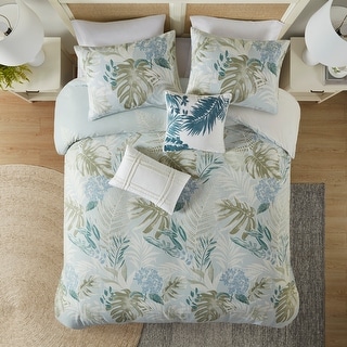 Harbor House Kiawah Island 5 Piece Cotton Duvet Cover Set with Throw Pillow