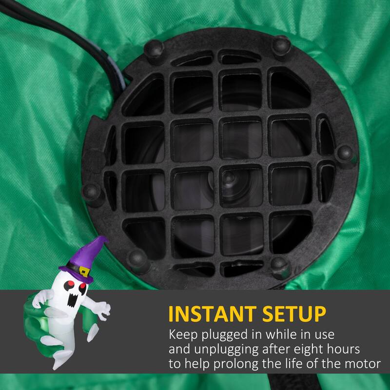 4ft Inflatable Halloween Decoration, Lighted Window Sticker Ghost in Hat, Blow Up Outdoor LED Yard Display, Waterproof