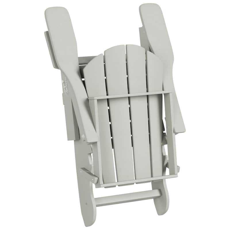 Polytrends Laguna Hdpe All Weather Outdoor Patio Foldable Adirondack Chair With Side Table (2-Piece Set)