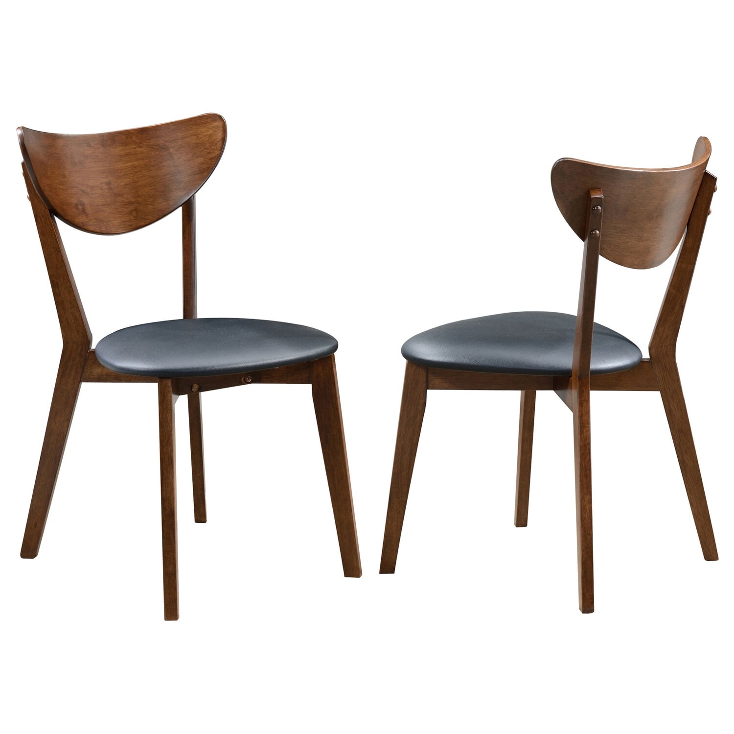 Upholstered Dining Chairs Set of 2 with Dark Walnut Legs and Curved Mid-Century Inspired Design - 17
