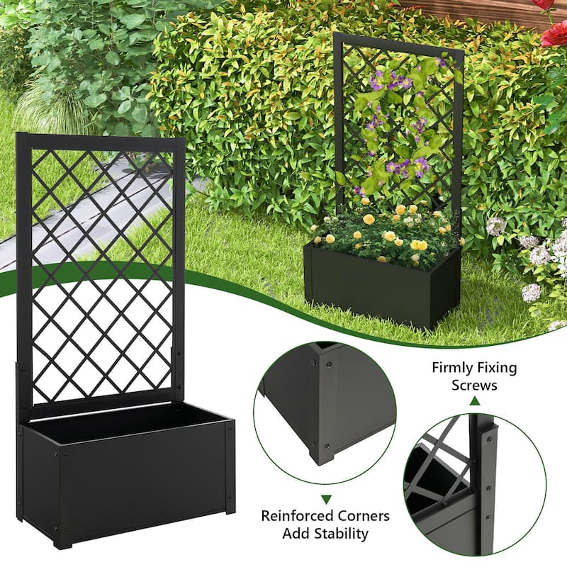 Gymax 2 PCS Raised Garden Bed with Trellis Metal Planter Box for