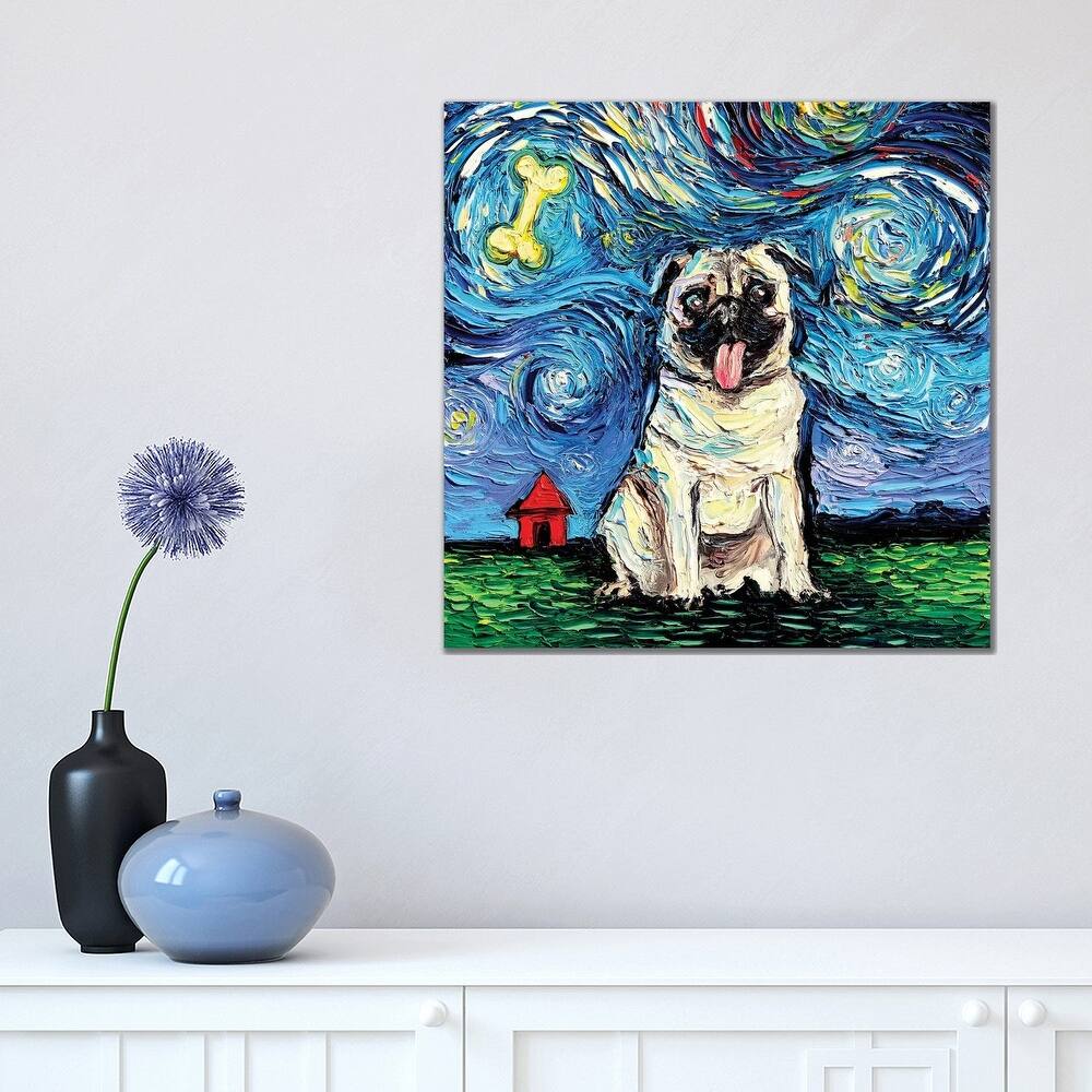 iCanvas "Starry Pug" by Aja Trier Canvas Print