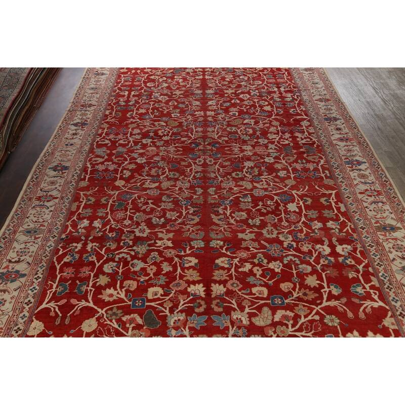 Pre-1900 Vegetable Dye Sultanabad Ziegler Persian Area Rug Handmade - 13'6" x 23'6"