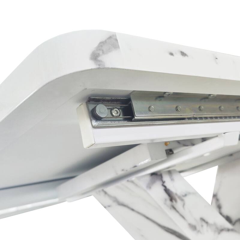 GDFStudio Tharion Extendable Rectangle Dining Table with Wood Top and Metal Base