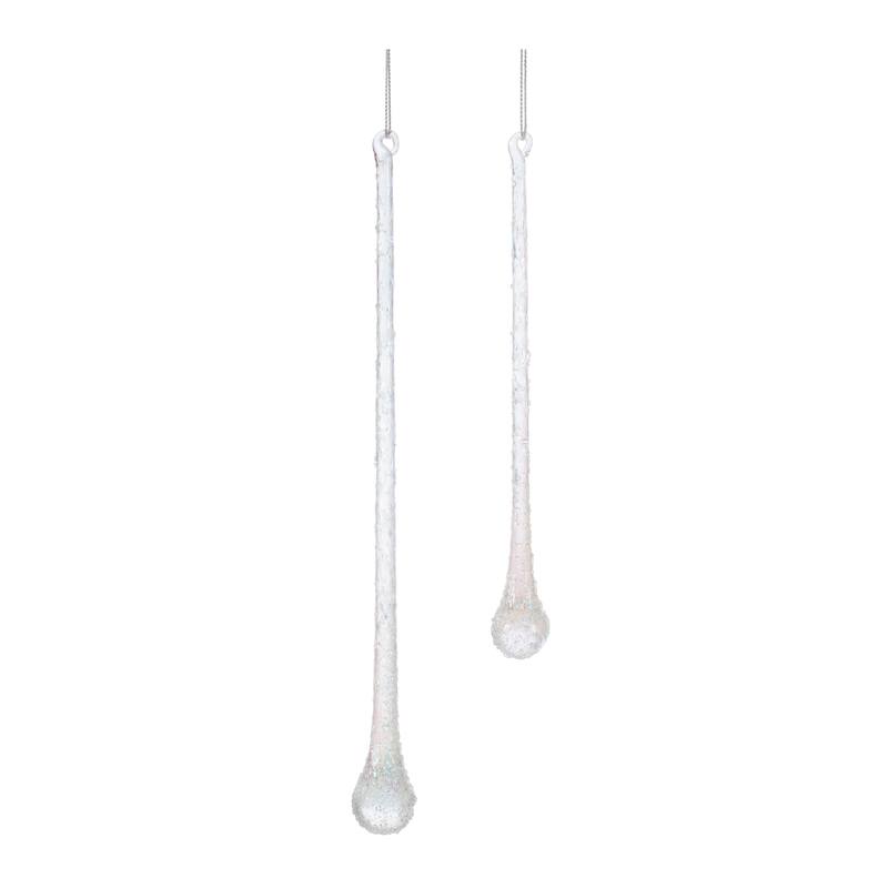 Beaded Iridescent Glass Drop Ornament (Set of 12) - N/A