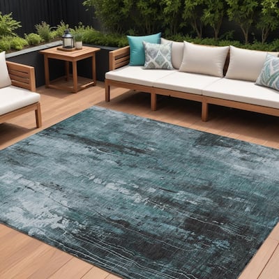 HomeRoots Abstract Transitional Rectangle Outdoor Rug
