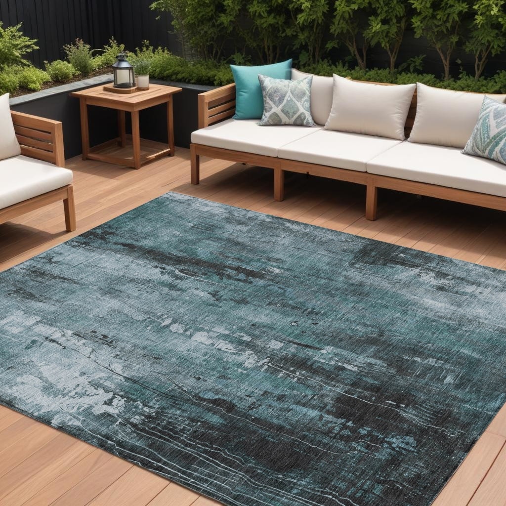 HomeRoots Abstract Transitional Rectangle Outdoor Rug