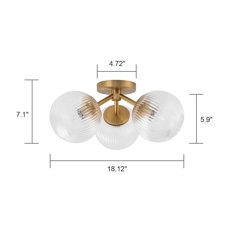 Modern 3-Light Semi Flush Mount With Opal Glass Shade