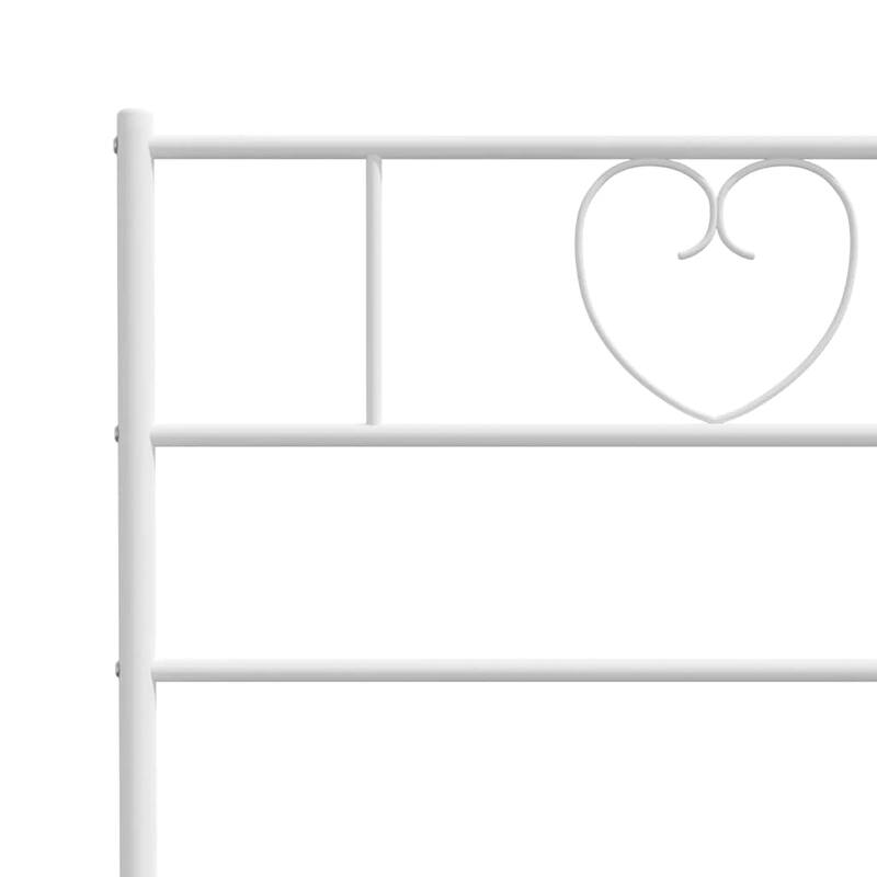 vidaXL Twin Metal Bed Frame with Headboard, White, No Mattress - 77.2" x 41.3" x 35.4"