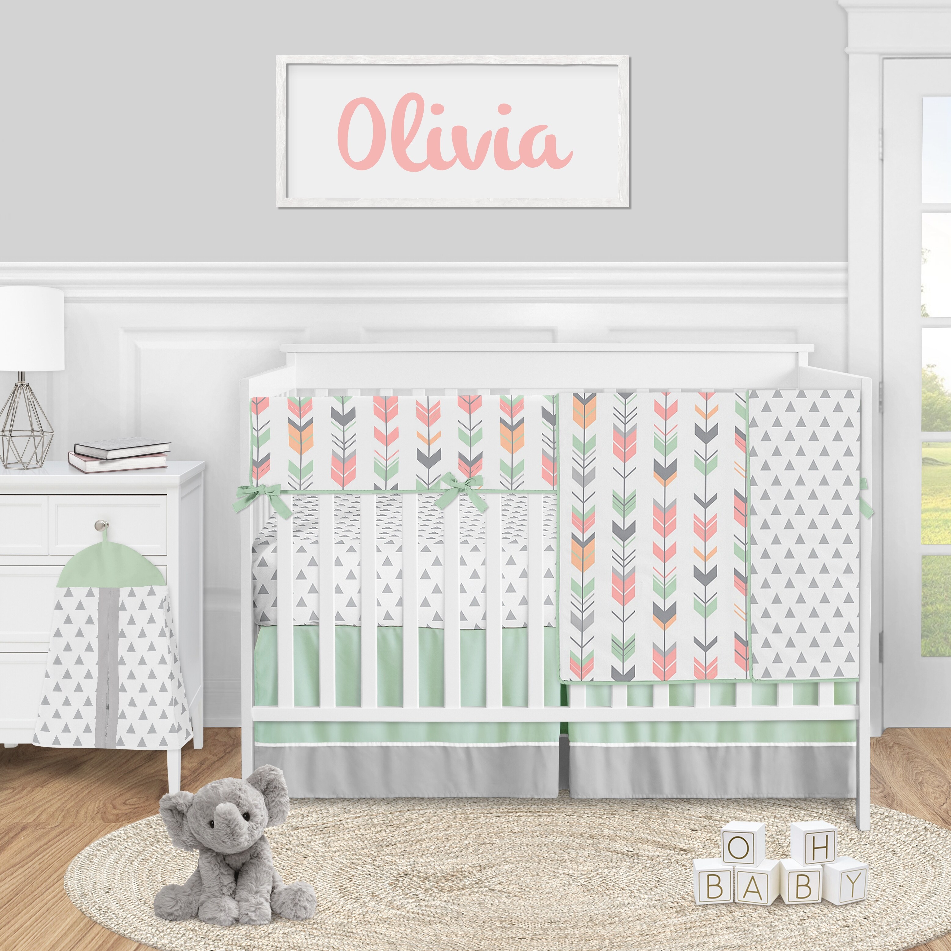 coral crib set
