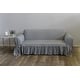 preview thumbnail 7 of 7, Ruffled Cotton Loveseat Slipcover Grey