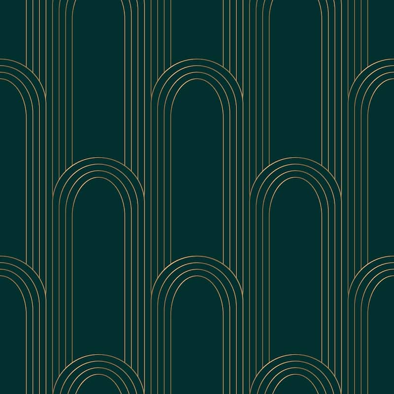 Dark Green and Gold Pattern Wallpaper Peel and Stick and Prepasted
