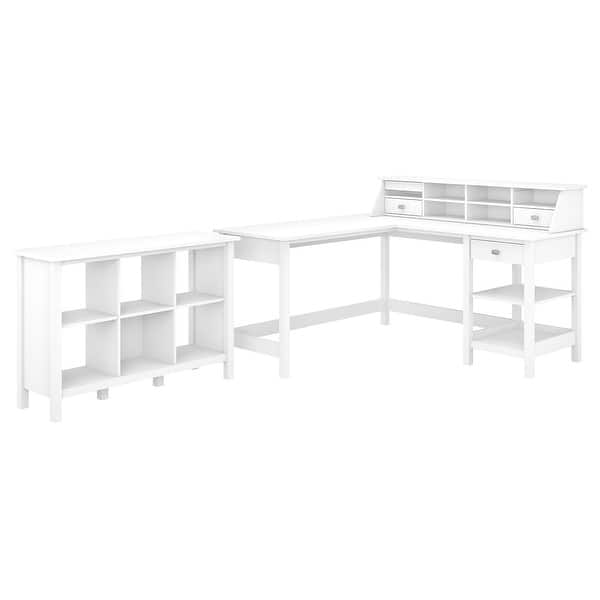 Broadview 60W L Desk with Organizer and Bookcase by Bush Furniture