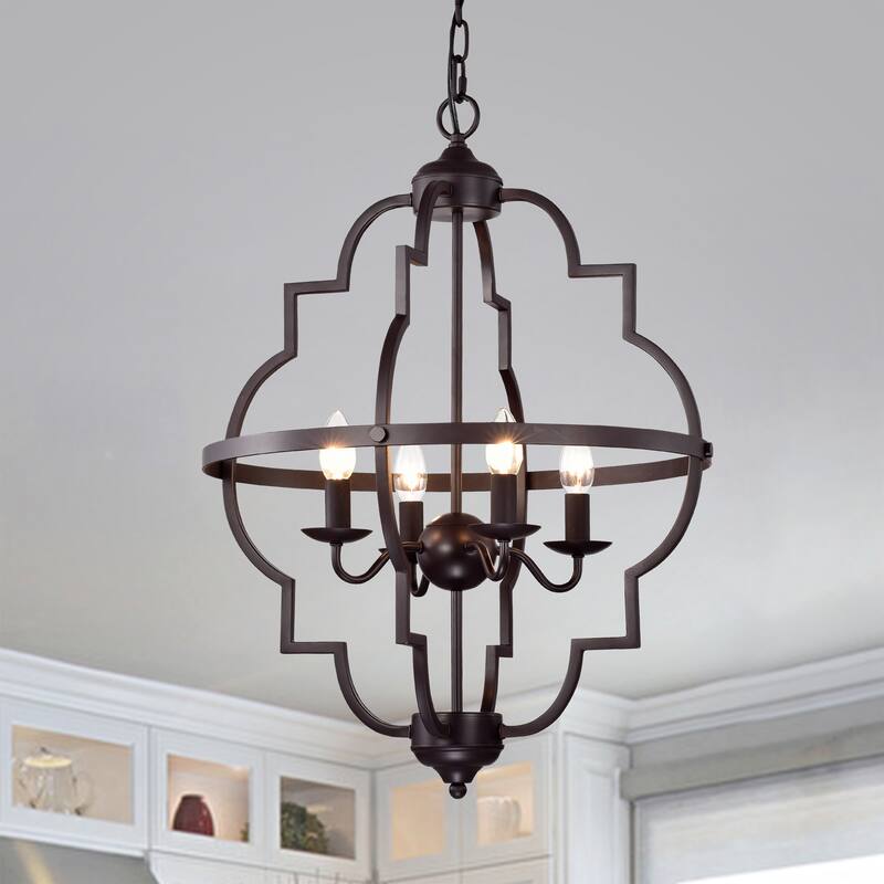 Iron Cage 4-Light Chandelier Oil Rubbed Bronze