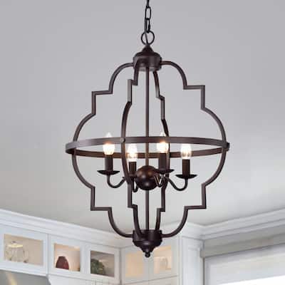 Iron Cage 4-Light Chandelier Oil Rubbed Bronze
