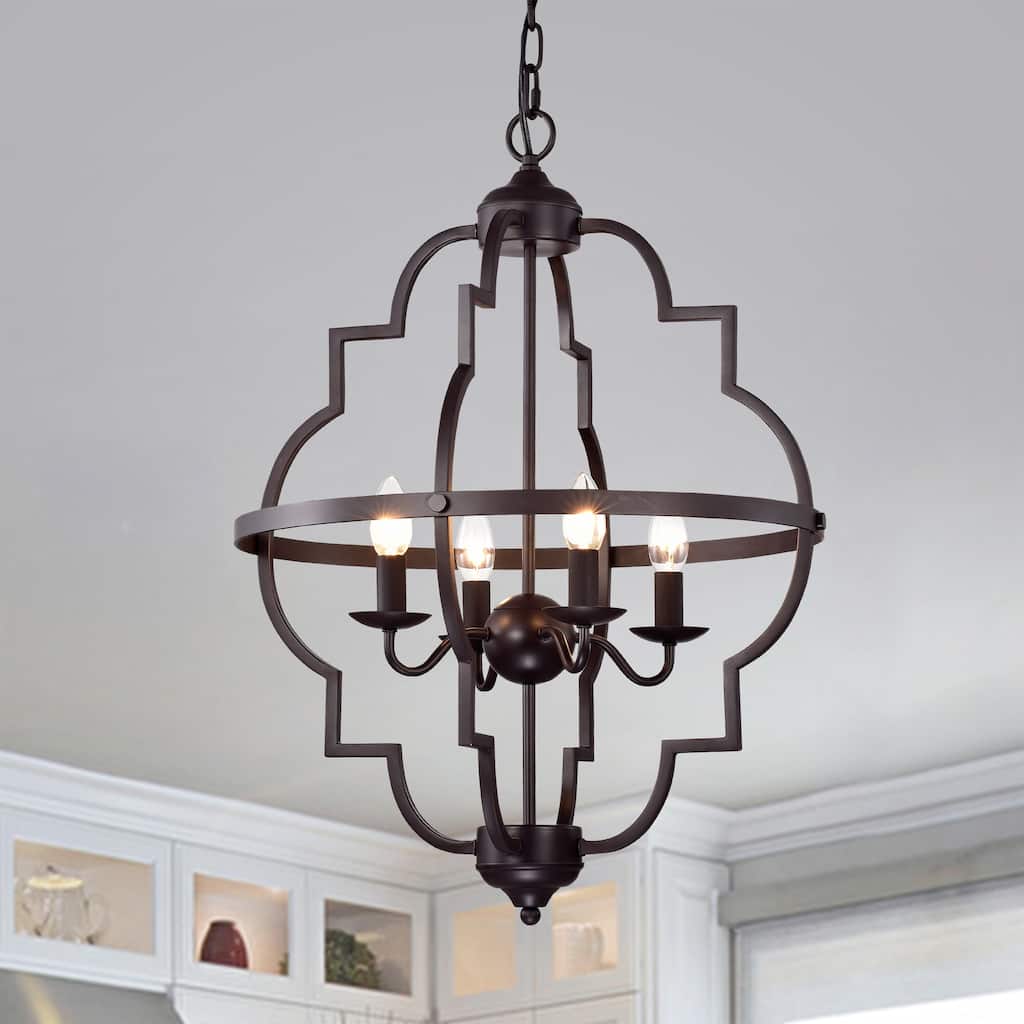 Iron Cage 4-Light Chandelier Oil Rubbed Bronze