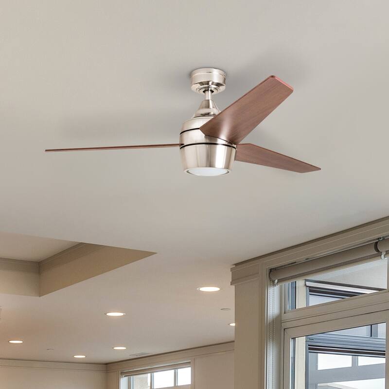 Honeywell Eamon LED Ceiling Fan with Remote, Modern, 3 Blade, Brushed Nickel - 52-inch